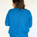 V Neck Waffleknit Cardigan- Blue - Ana Patricia Boutique