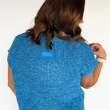 The Lucy V Neck Short Sleeve Top- Deep Sky