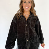 Button Down Jacket- Black - Ana Patricia Boutique