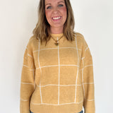 Checkered Crew Sweater- Marigold