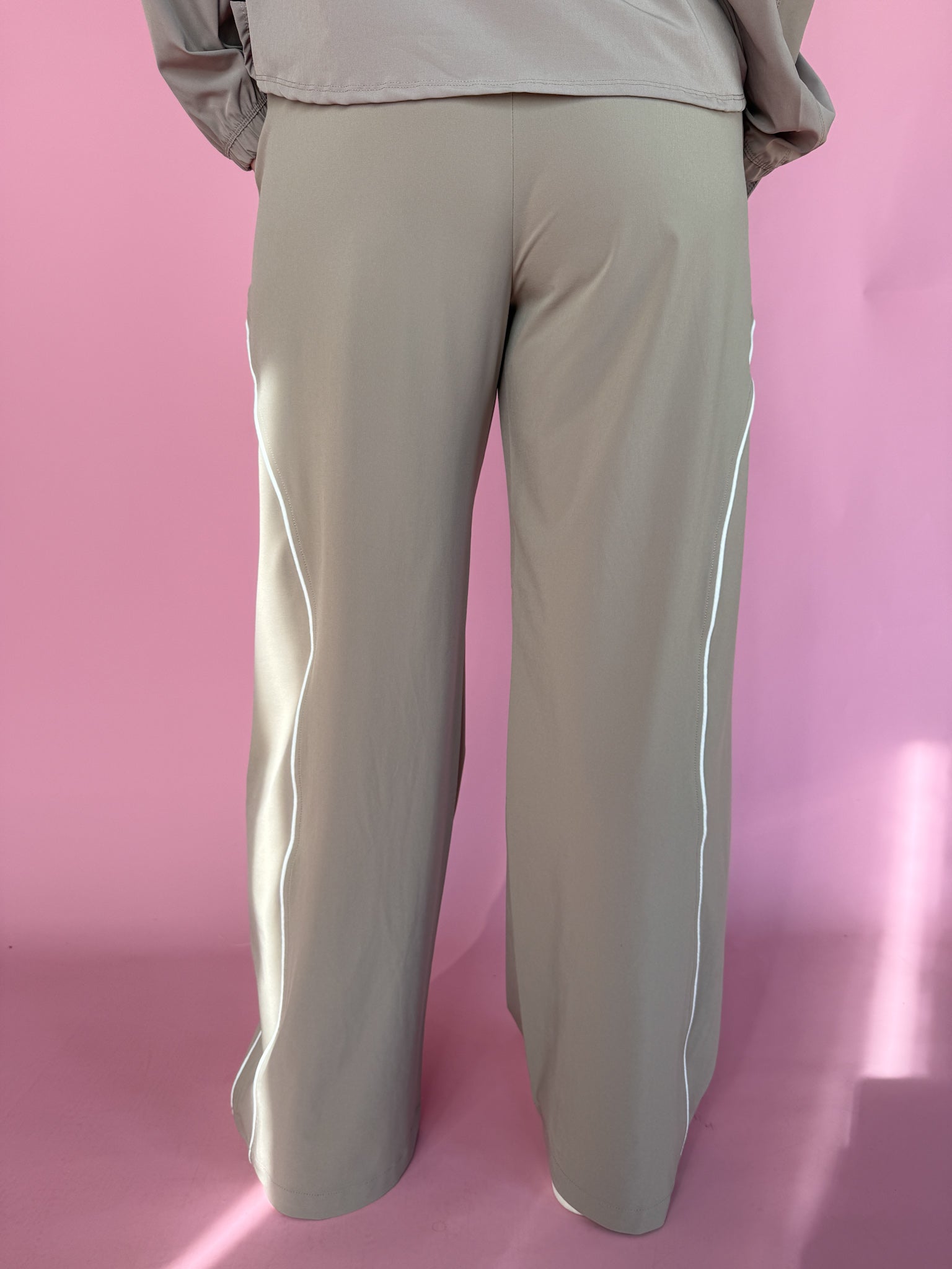 Curved Track Pants- Taupe - Ana Patricia Boutique