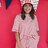Striped Two-Piece Set- Red - Ana Patricia Boutique