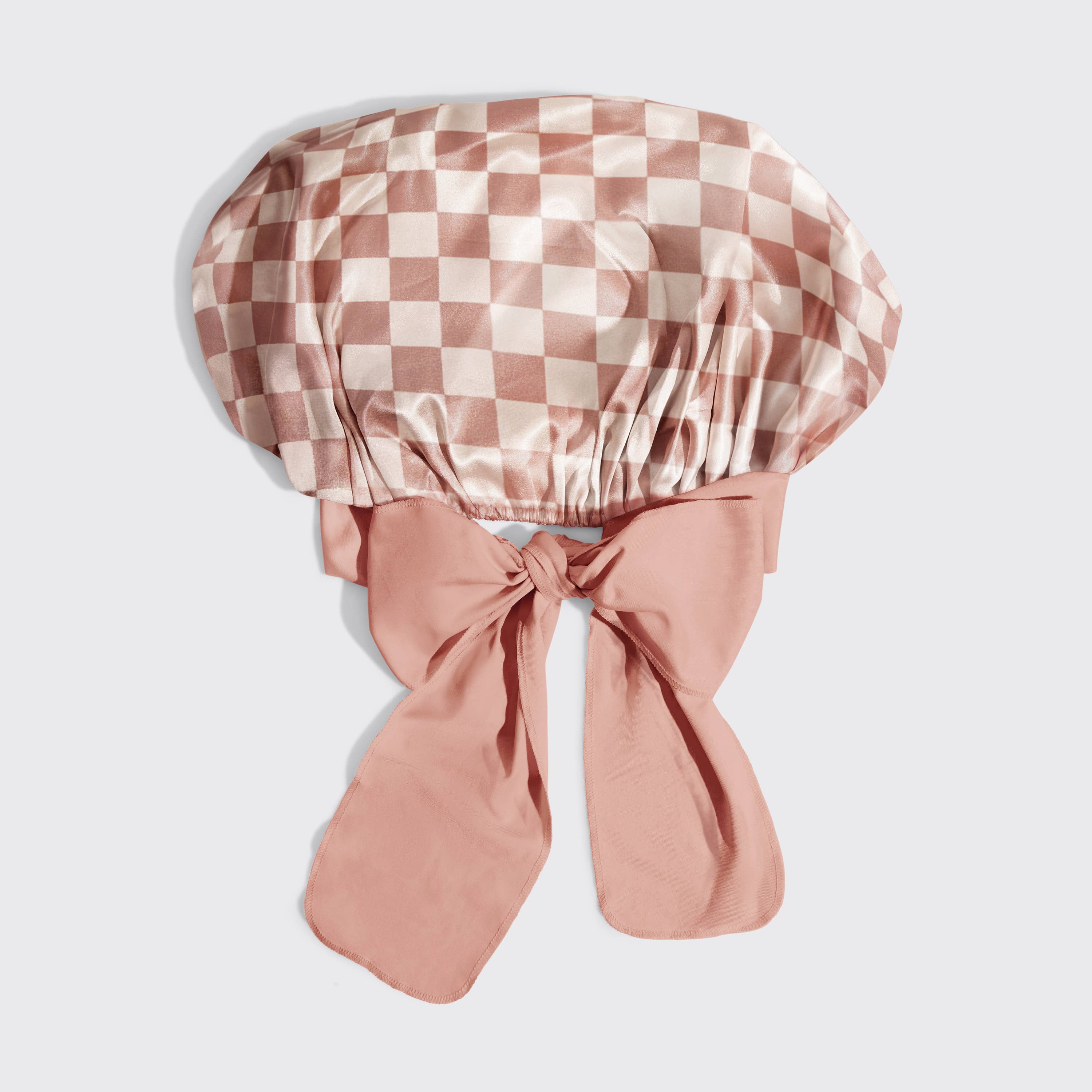 Oversized Satin Bonnet - Terracotta Checker - Ana Patricia Boutique