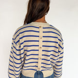 Striped Crewneck Sweater- Blue