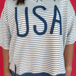 USA Rope Embroidery Top- Blue - Ana Patricia Boutique