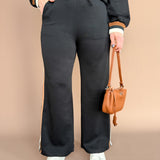 Color Block Piping Pants- Black