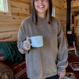 Oversized Mineral Crewneck- Chestnut