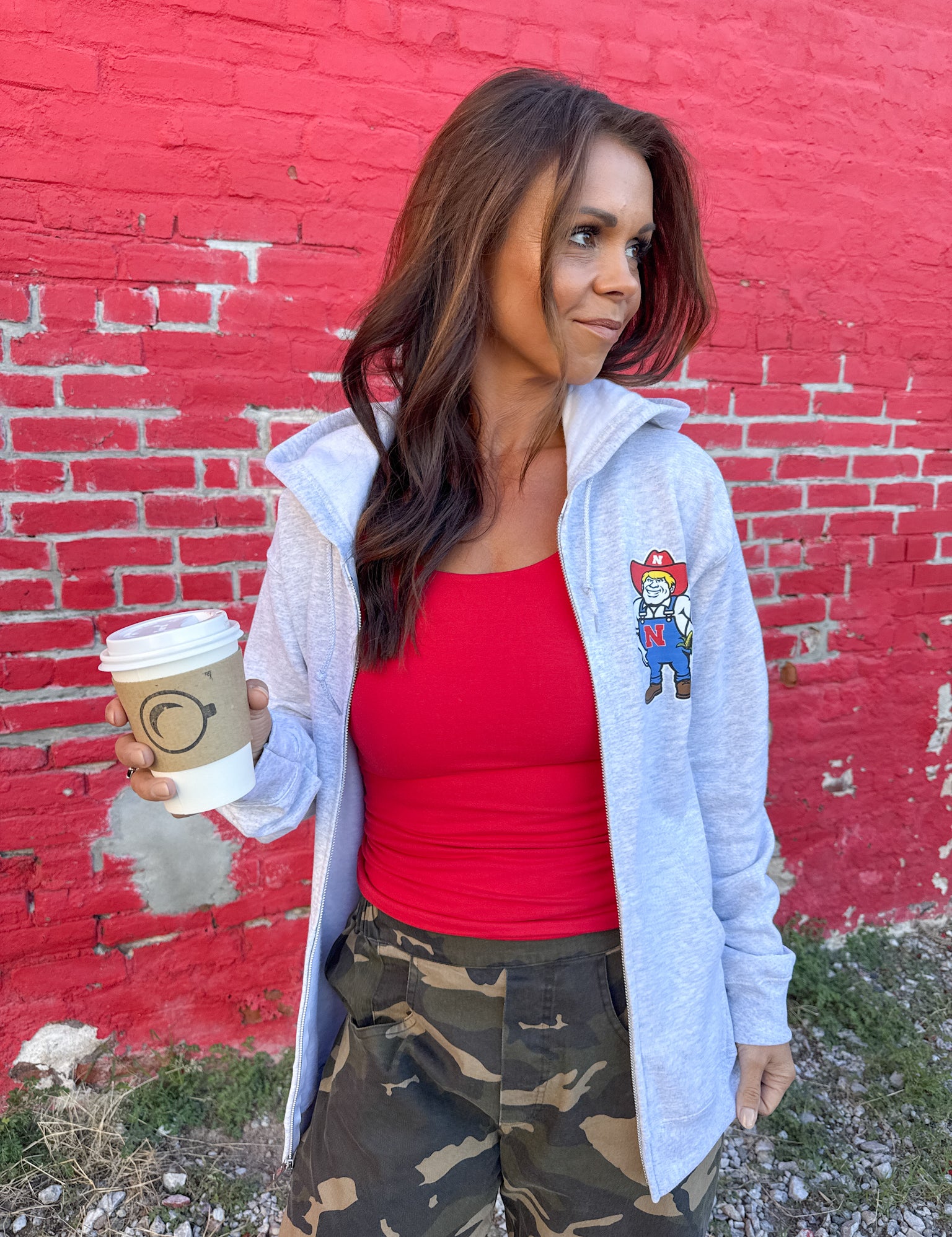 Huskers Memorial Stadium Zip Up - Ana Patricia Boutique