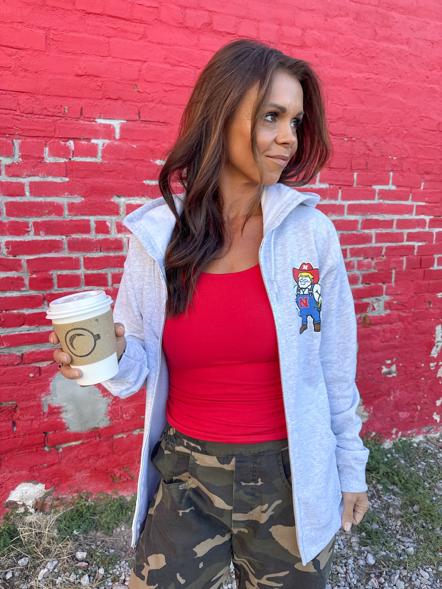 Huskers Memorial Stadium Zip Up - Ana Patricia Boutique