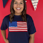 American Flag Knit Top- Navy - Ana Patricia Boutique