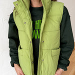 High Collar Padded Vest-Light Green - Ana Patricia Boutique
