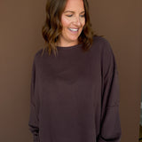 Classic Oversized Long Sleeve Top-Brown