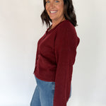 Classic Button Cardigan Top- Burgundy - Ana Patricia Boutique