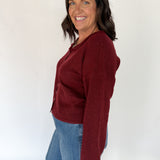 Classic Button Cardigan Top- Burgundy - Ana Patricia Boutique
