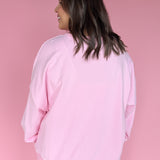 Gingham Lace Bow Pullover- Pink