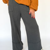 Cotton Slub Lounge Pant-Charcoal - Ana Patricia Boutique