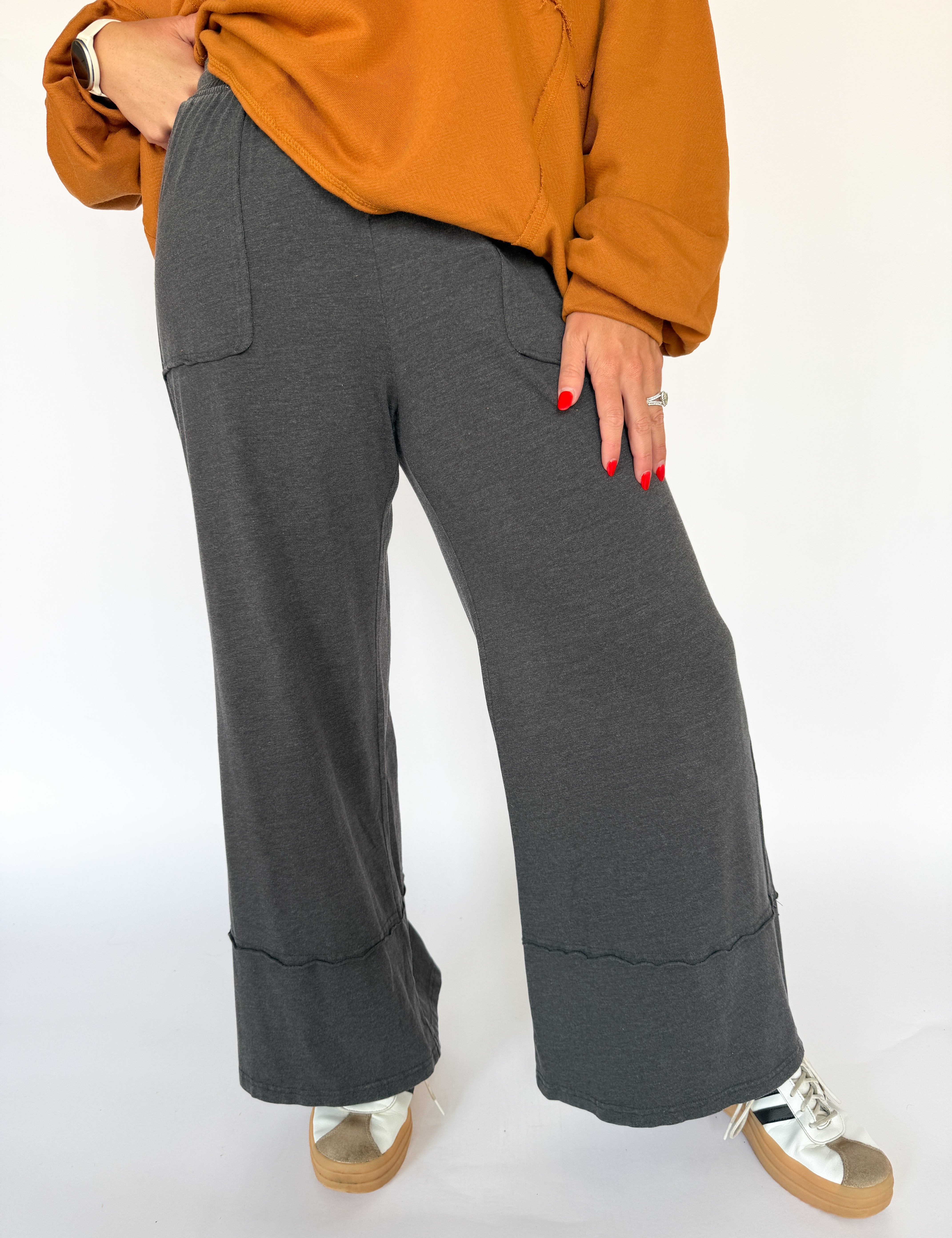 Cotton Slub Lounge Pant-Charcoal - Ana Patricia Boutique