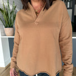 Long Sleeve Henley Top- Mocha - Ana Patricia Boutique
