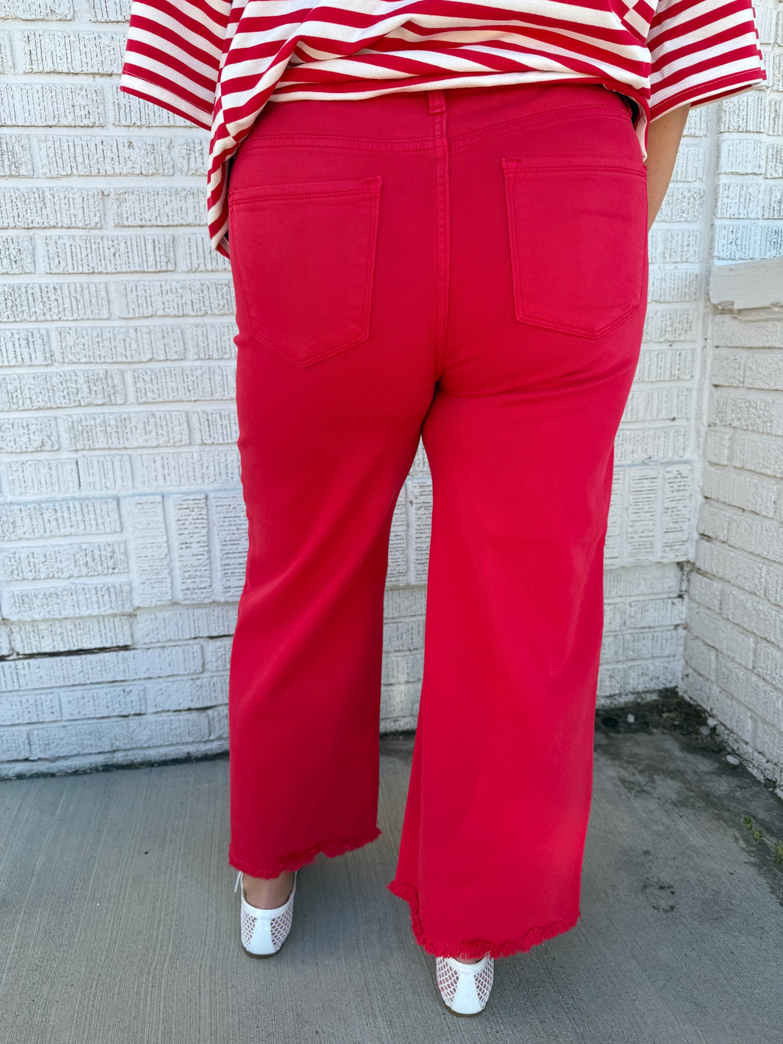 Tummy Control Crop Jeans-Red - Ana Patricia Boutique