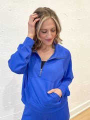 Errand Time Half Zip Pullover- Cobalt Blue