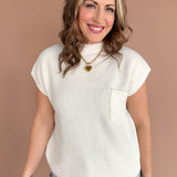 Ribbed Mock Neck Sweater-Ivory