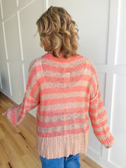 The Sis Oversized Cardigan-Taupe/Peach