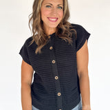 Button Down Cardigan Top- Black - Ana Patricia Boutique