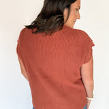 Horseshoe Ribbed Sweater- Rust