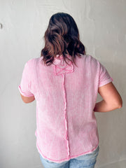 One Shot Waffle Tee- Candy Pink