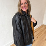 Faux Leather Jacket- Black
