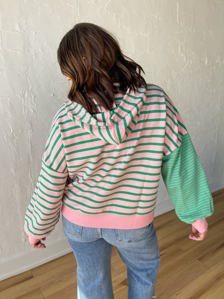 Mix It Up Pullover- Emerald/Blush