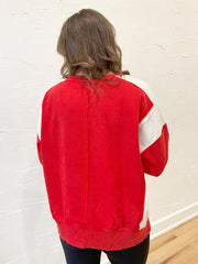 Two Tone Pullover- Red