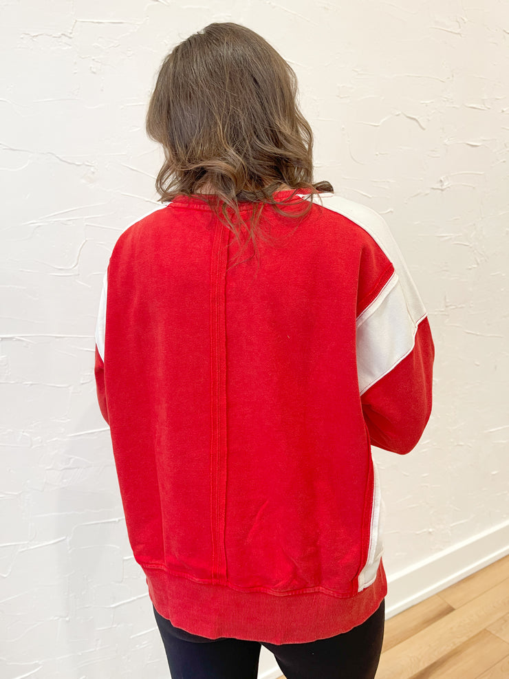 Two Tone Pullover- Red