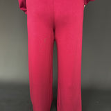 Pintuck Wide Leg Pants- Dk Red