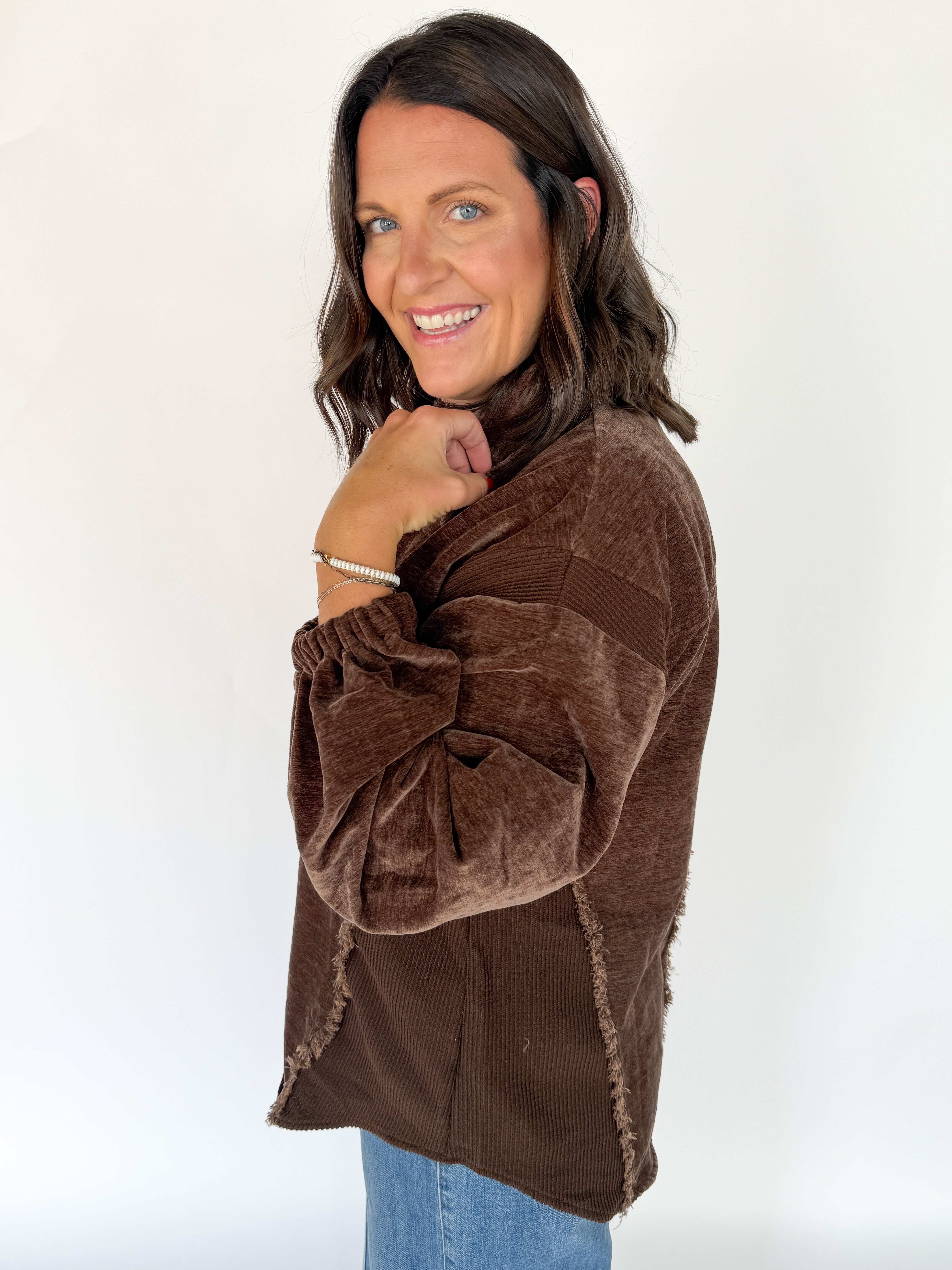 Button Down Jacket- Chocolate - Ana Patricia Boutique