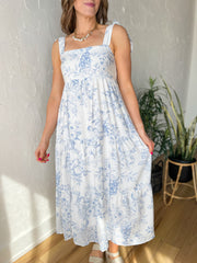 Breezy Blossom Midi Dress-Blue