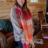 Oblong Plaid Scarf- Rust