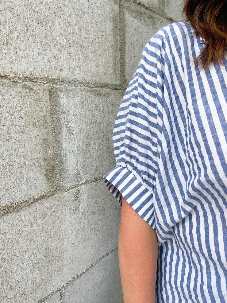 The Alex Stripe Top- Blue - Ana Patricia Boutique