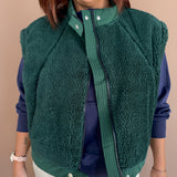 Sherpa Stand Collar Vest- Green
