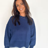 Cropped Sweater- Navy