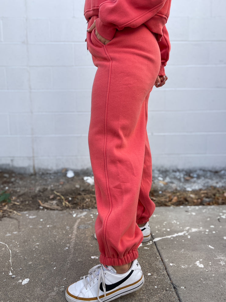 Simple Sweatpants- Coral