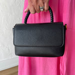 Woven Crossbody Satchel- Black - Ana Patricia Boutique