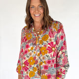 Woven Floral Blouse- Pink