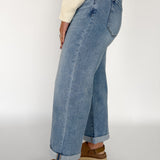 High Rise Rolled Leg Denim Jeans