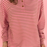 Pink Striped Long Sleeve Top - Ana Patricia Boutique