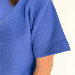 Crew Neck Short Sleeve Top- Blue - Ana Patricia Boutique