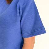 Crew Neck Short Sleeve Top- Blue - Ana Patricia Boutique
