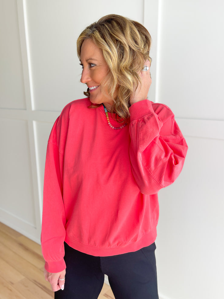 Comfort Crush Pullover- Coral