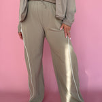 Curved Track Pants- Taupe - Ana Patricia Boutique