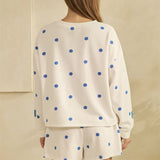 Polka Dot Cropped Crewneck: Blue/White - Ana Patricia Boutique